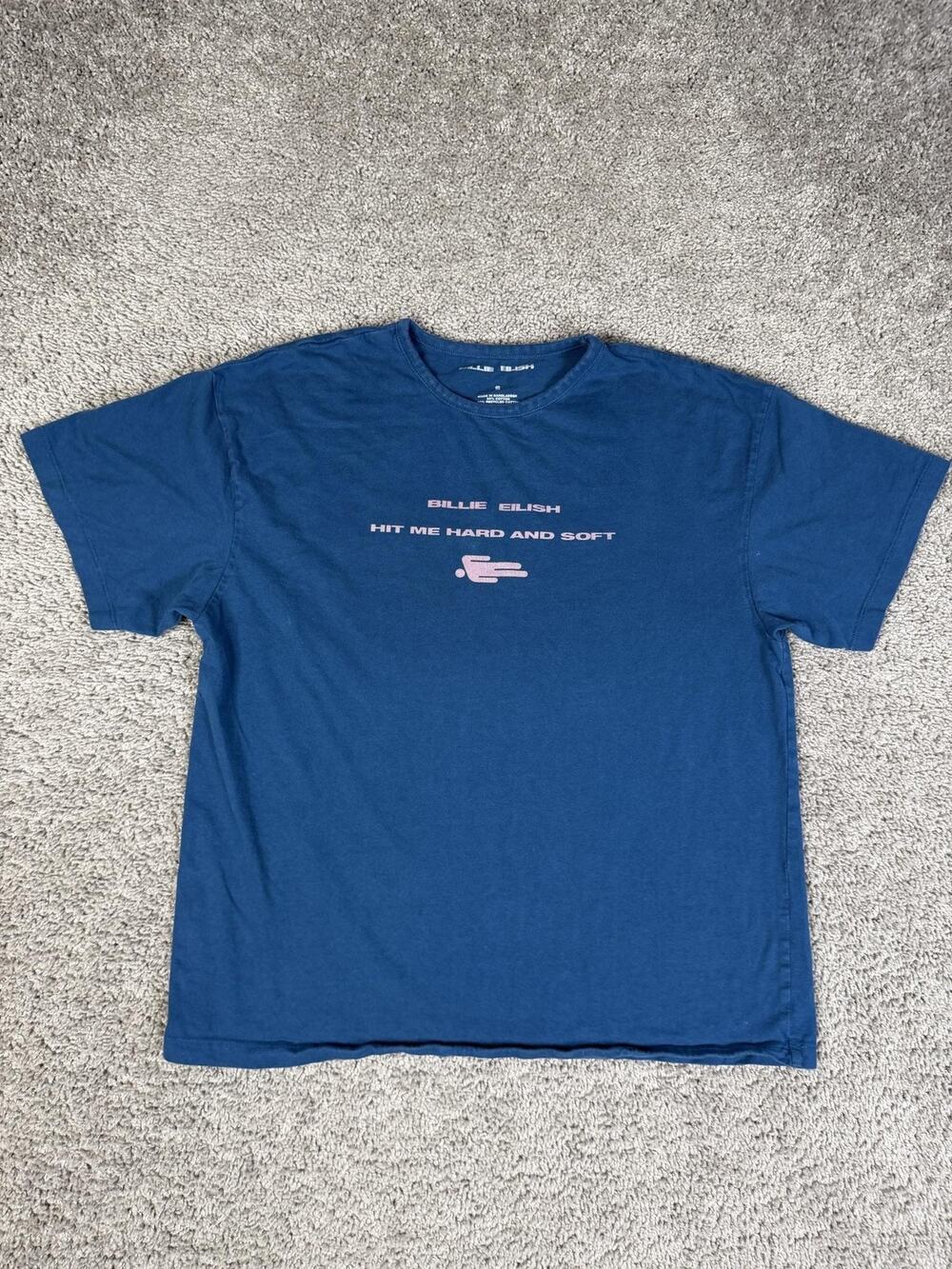 Billie Eilish Shirt Womens S Blue Hit Me Hard And Soft Oversized Music Casual